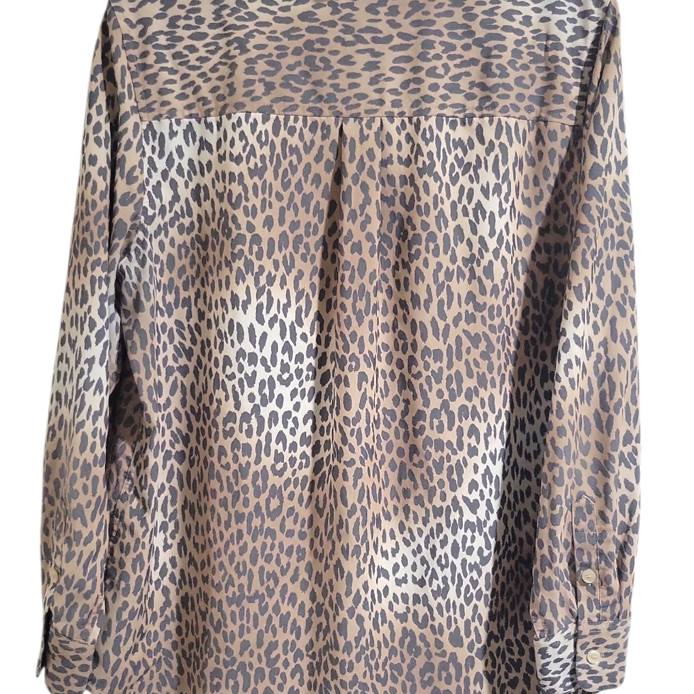 Chico's Leopard Print No-Iron Modal Blend Button Down Blouse Size 2 (Lg) Ombre - Picture 5 of 14